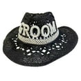 thumbnail image 1 of HUANLEDASH Bride Hollow Cowboy Hat for Women Summer Handwoven Straw Hat Beach Vacation Sunshade Cap for Outdoor Travel, 1 of 1