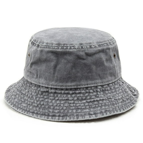 HUANLEDASH Bucket Hat Solid Color Washed Vintage Anti-UV Sunscreen Decorative Denim Unisex Women Men Cap Headwear