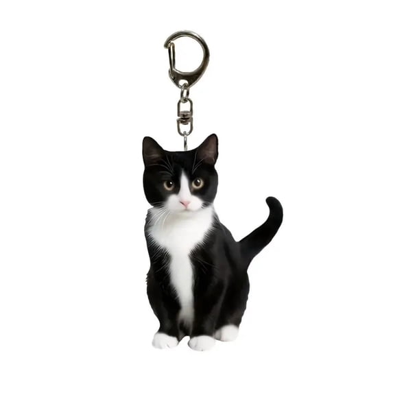 HUANLEDASH Cartoon Cat Shape Keychain 2D Acrylic Cat Charm Keyring Keys Parties Versatile Keychain Bag Charm Accessory