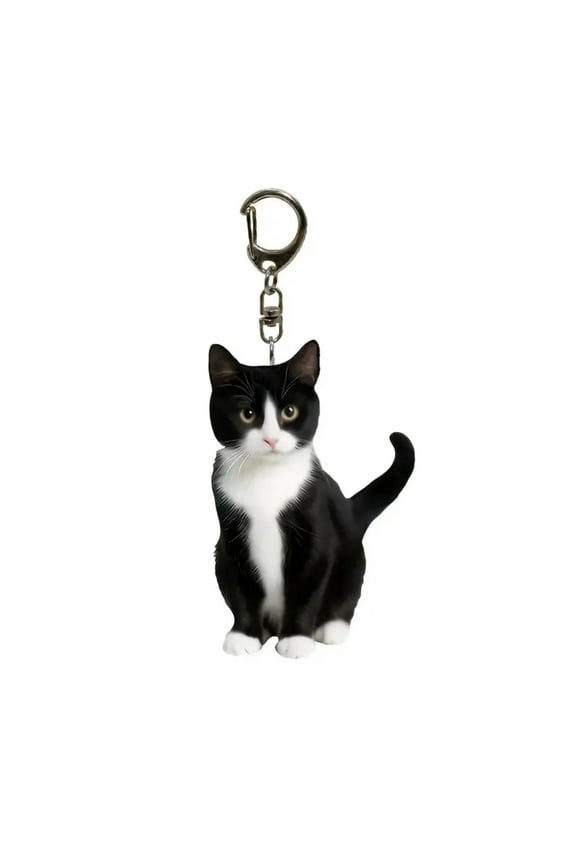 Cartoon Cat Shape Keychain 2D Acrylic Cat Charm Keyring Keys Parties Versatile Keychain Bag Charm Accessory