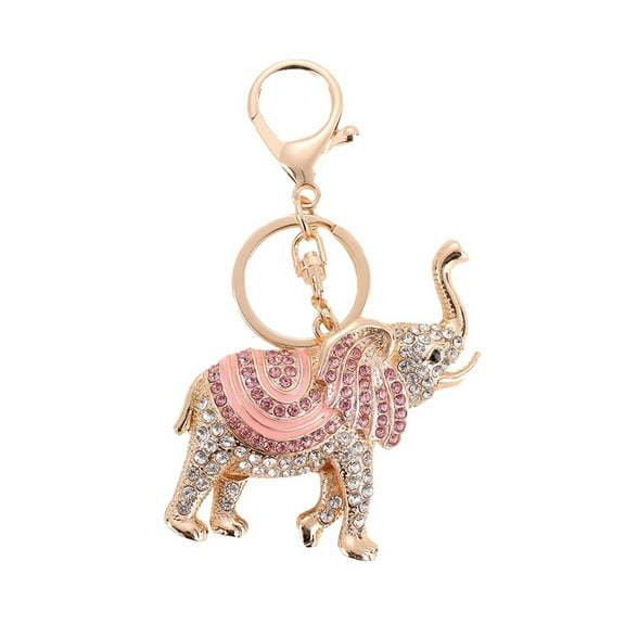 HUANLEDASH Cartoon Elephant Pendant Keychain Sparkling Rhinestones Inlaid Car Keyring Backpack Bag Charm Keychain