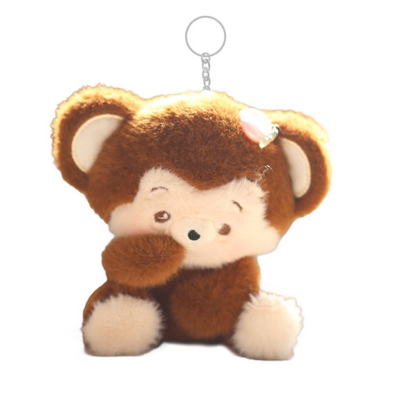 HUANLEDASH Cartoon Monkey Doll Soft Stuffed Animal Doll Pendant Keychain PP Cotton Filled Backpack Car Office Home Decor Gift