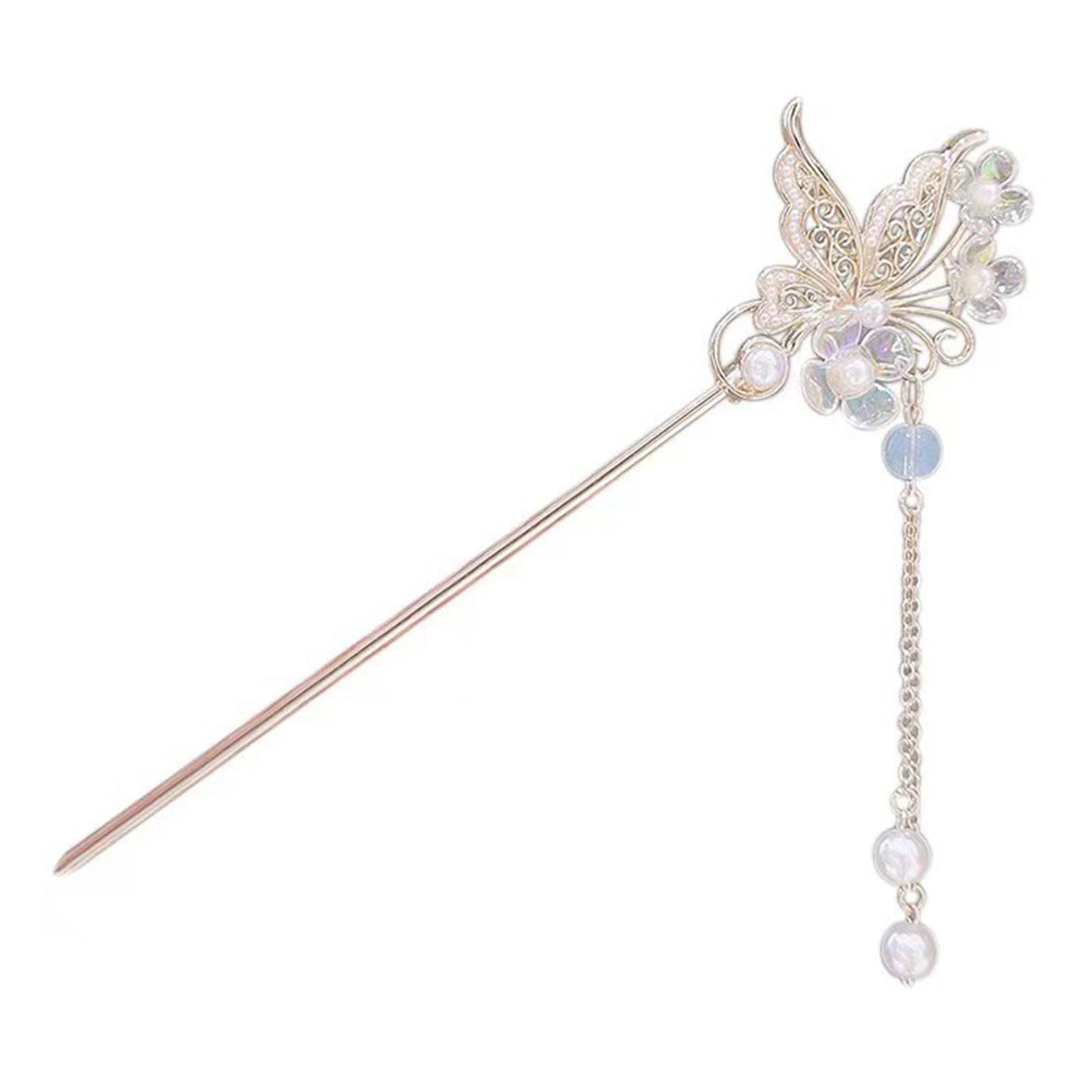 HUANLEDASH Chinese Style Faux Pearl Tassel Hair Stick Hollow ...
