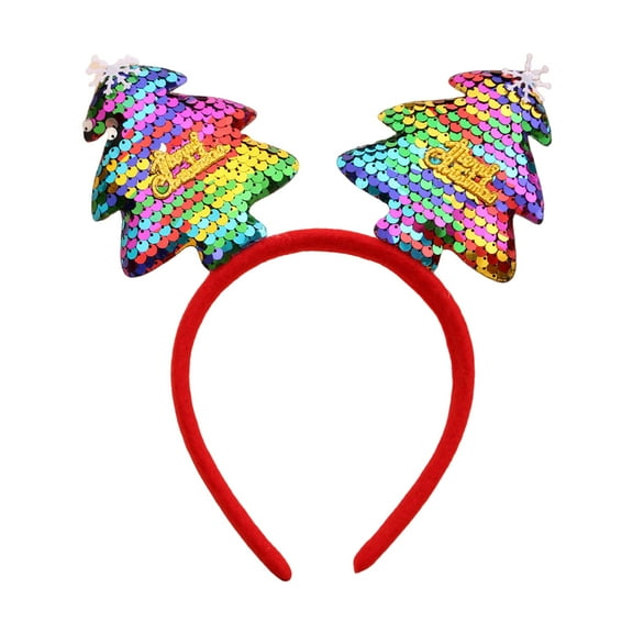 HUANLEDASH Christmas Headband Sequins Antler Decor Hair Hoop Kids Adults Elastic Headband Festive Glitter Headwear