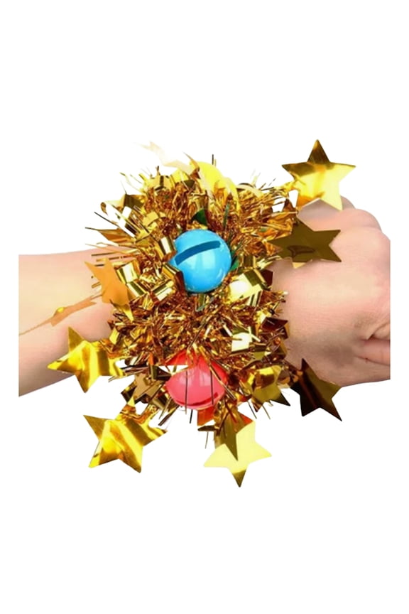Christmas Jingle Bell Wristband Tinsel Bracelet Dancing Performance Props Carnival Party Supplies Bell Bangle for Cheering Squad