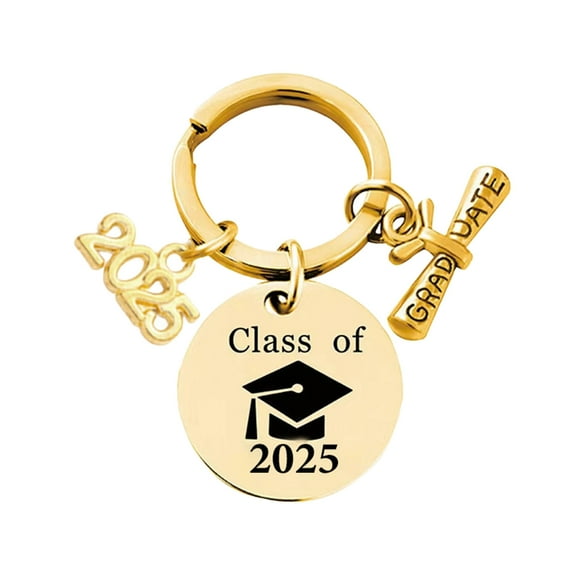 HUANLEDASH Class of 2025 Graduation Gift Stainless Steel Engraving Keychain for High School College Graduates Inspirational Keepsake for Him Her