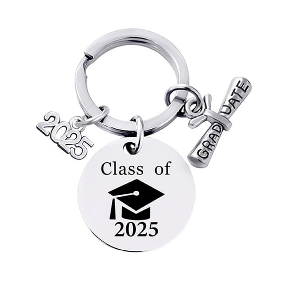 HUANLEDASH Class of 2025 Graduation Keychain Stainless Steel Engraved Inspirational Message Keyring Graduation Gift