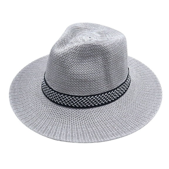 HUANLEDASH Cowboy Hat Large Brim Sun Protection Men Women Hat Geometric Pattern Decoration Summer Casual Fishing Hat