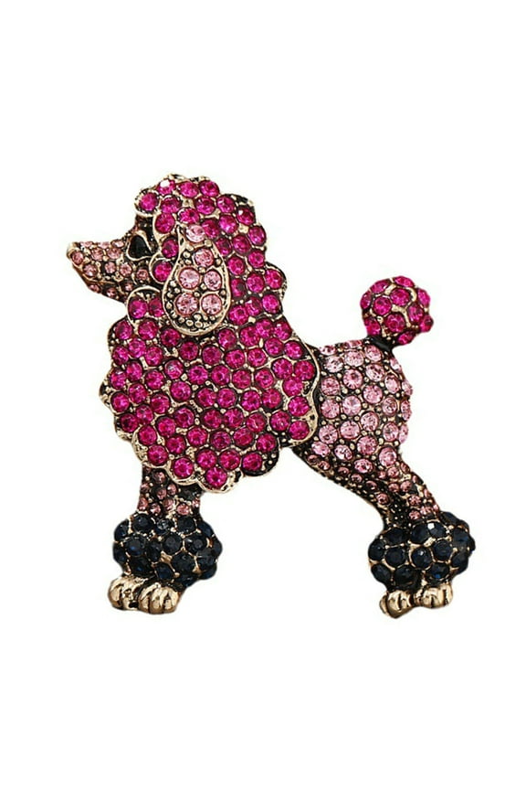 Creative Cute Poodle Dog Shape Brooch Sparkling Rhinestone Coat Lapel Pin Dress Shawl Scarf Hat Animal Badge Jewelry Gift
