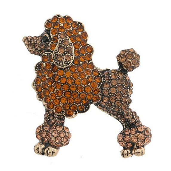HUANLEDASH Creative Cute Poodle Dog Shape Brooch Sparkling Rhinestone Coat Lapel Pin Dress Shawl Scarf Hat Animal Badge Jewelry Gift