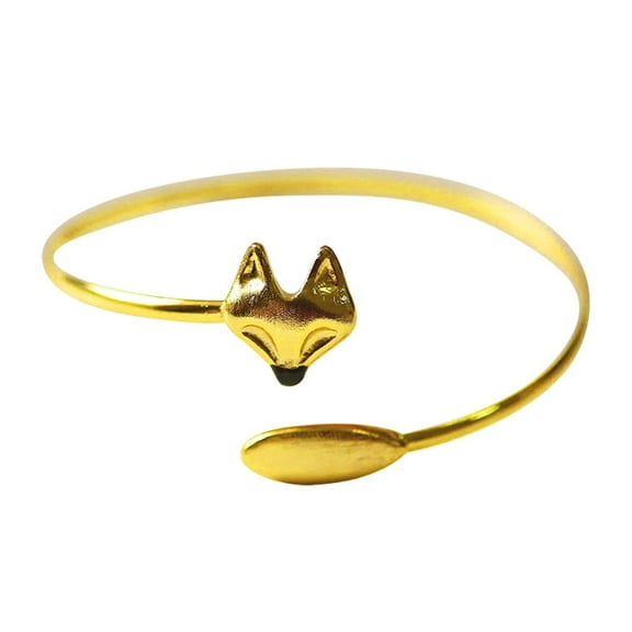 HUANLEDASH Creative Women Little Fox Shape Bangle Elegant Open Adjustable Bracelet Electroplating Simple Bracelet Jewelry Gift