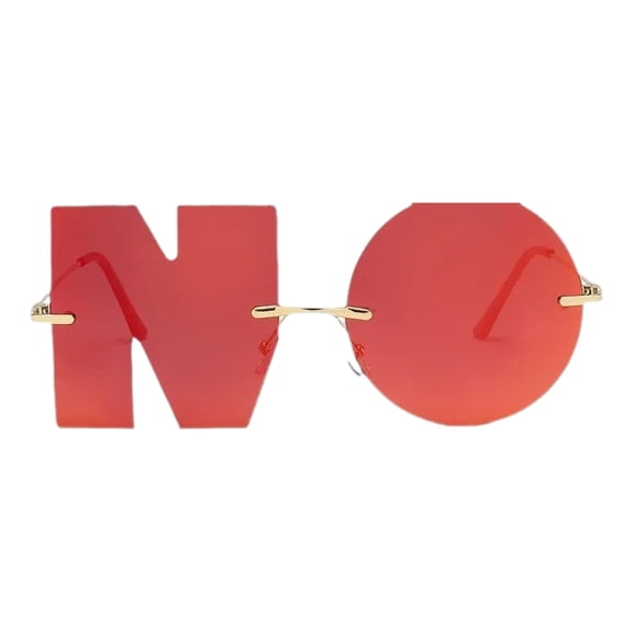 HUANLEDASH Decorative Glasses NO Shape Lens Individual Letter Sunglasses Photo Prop Rimless Anti-UV Color Flash Mirror Reflection Outdoor Travel Beach Sunglasses