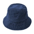 thumbnail image 1 of HUANLEDASH Denim Fisherman Hat Retro Style Unisex Sun Protection Basin Hat Flat Top Short Brim Solid Color Thin Bucket Hat, 1 of 1