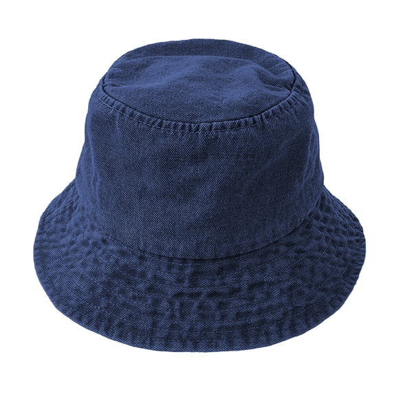 HUANLEDASH Denim Fisherman Hat Retro Style Unisex Sun Protection Basin Hat Flat Top Short Brim Solid Color Thin Bucket Hat