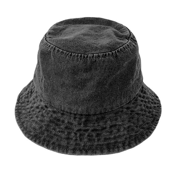 HUANLEDASH Denim Fisherman Hat Retro Style Unisex Sun Protection Basin Hat Flat Top Short Brim Solid Color Thin Bucket Hat