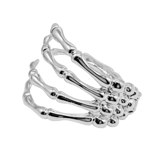 HUANLEDASH Devil Claw Bracelet Gothic Ghost Hand Retro Skull Skeleton Hand Bangle Open Bone Arm Cuff Halloween Costume Accessory Party Jewelry