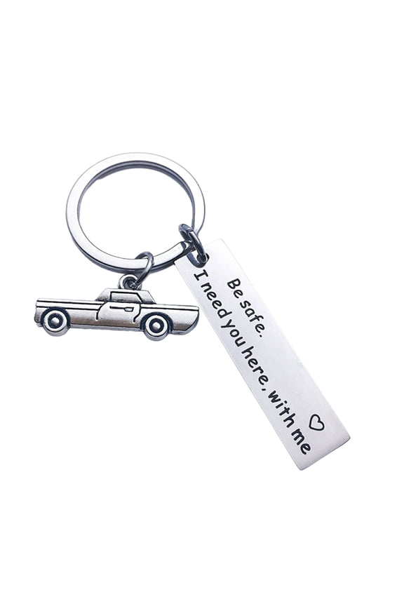 Drive Safe I Love You Keychain Personalized Initial Engraved Gift Stainless Steel Smooth Finish Keyring