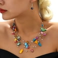 thumbnail image 1 of HUANLEDASH Earring Necklace Set Bohemian Style Multi Layers Asymmetric Electroplated Stone Faux Crystal Polished Smooth Hook Earring Necklace Jewelry Set, 1 of 1