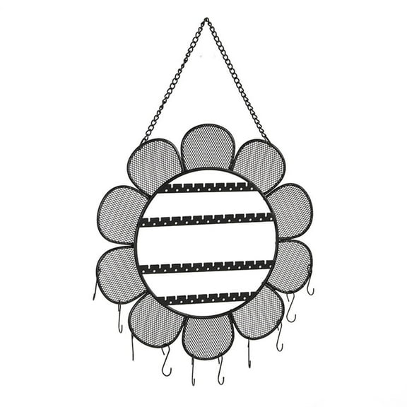 HUANLEDASH Earrings Display Stand with Metal Chain Flower Shape Grid Design Large Capacity Wall Decoration Jewelry Hanging Holder Shop Necklace Organizer