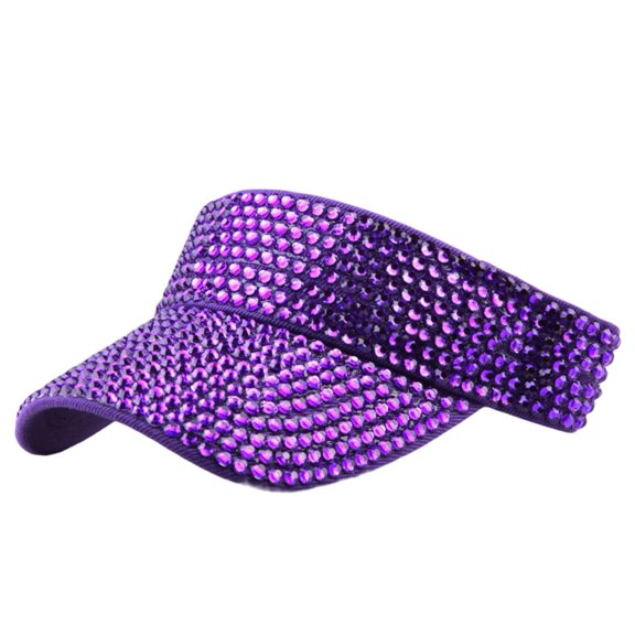 HUANLEDASH Empty Top Shining Rhinestones Adjustable Fasten Tape Baseball Hat Women Extended Brim Tennis Sport Sun Hat