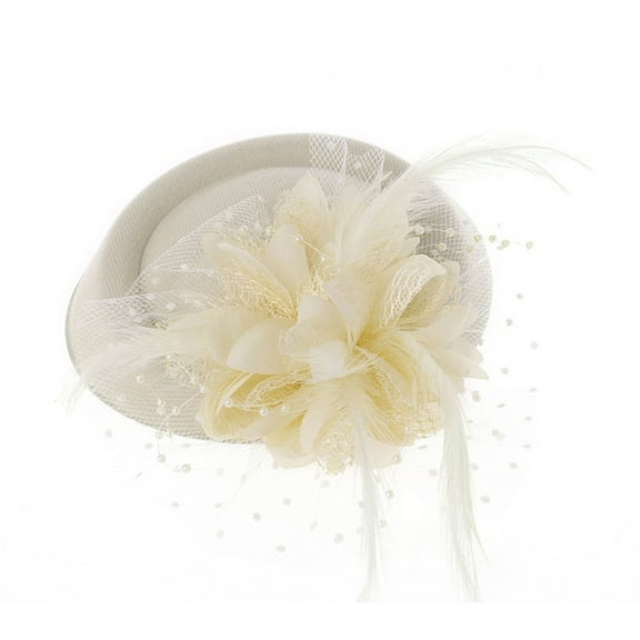 HUANLEDASH Exquisite Sweet Fascinator Hat with Hair Clip Decorative Anti-fall Faux Feather Flower Mesh Veil Hat Hair Accessories
