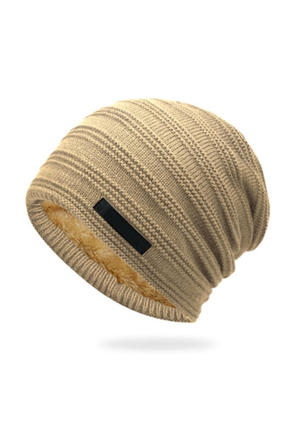 Fall Winter Unisex Piled Hat Baggy Solid Color Knitted Elastic Keep Warm Good Elasticity Thermal Insulation Outdoor Daily Wear Beanie Anti-slip Cap