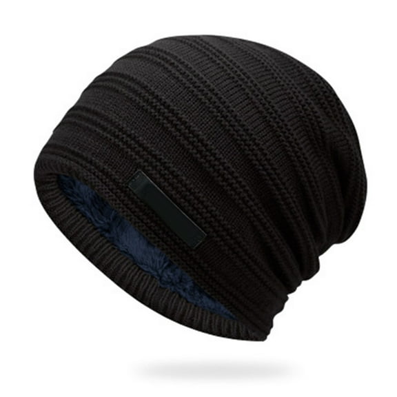 HUANLEDASH Fall Winter Unisex Piled Hat Baggy Solid Color Knitted Elastic Keep Warm Good Elasticity Thermal Insulation Outdoor Daily Wear Beanie Anti-slip Cap