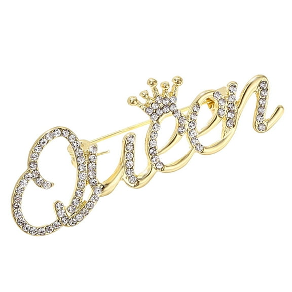 HUANLEDASH Fashion Rhinestone Queen Letter Brooch Pins for Women Luxury Crown Corsage Party Wedding Gifts Clothing Accessories