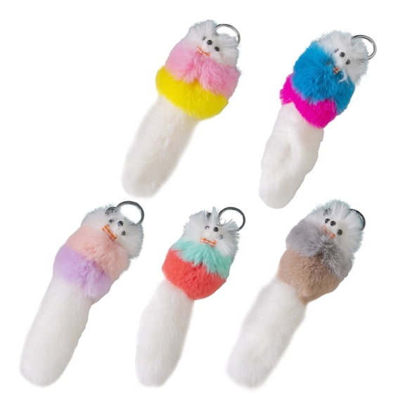 HUANLEDASH Faux Fur Keychain Pendant Fluffy Animal Pattern Keyring Anniversary Keychain Decoration Car Key Accessory