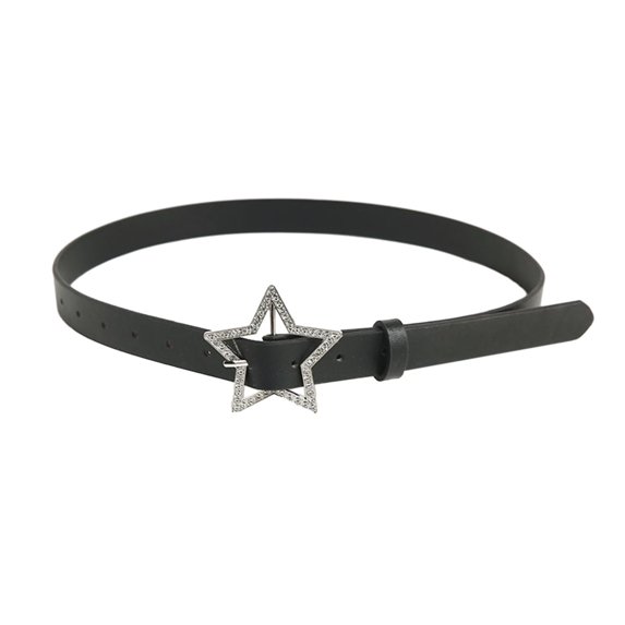 HUANLEDASH Faux Leather Women Waistband Sparkling Rhinestone Star Buckle Belt Retro Bride Decoration Accessories
