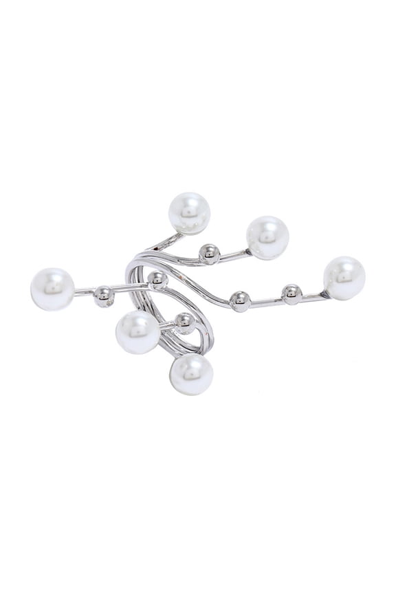 Faux Pearl Branch Open Ring High Gloss Exaggerated Personality Elegant Women Full Finger Ring Fashion Jewelry Accessories Gift