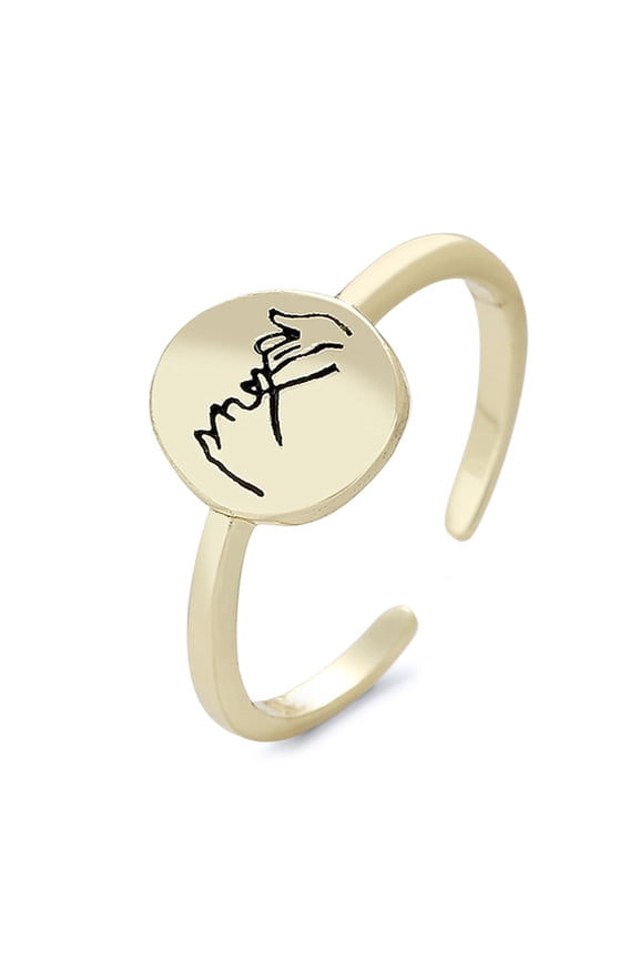 Finger Ring Adjusted Size Non-fading Minimalist High Gloss Geometric Charming Valentines Day Hand in Hand Couple Open Ring Party Supply