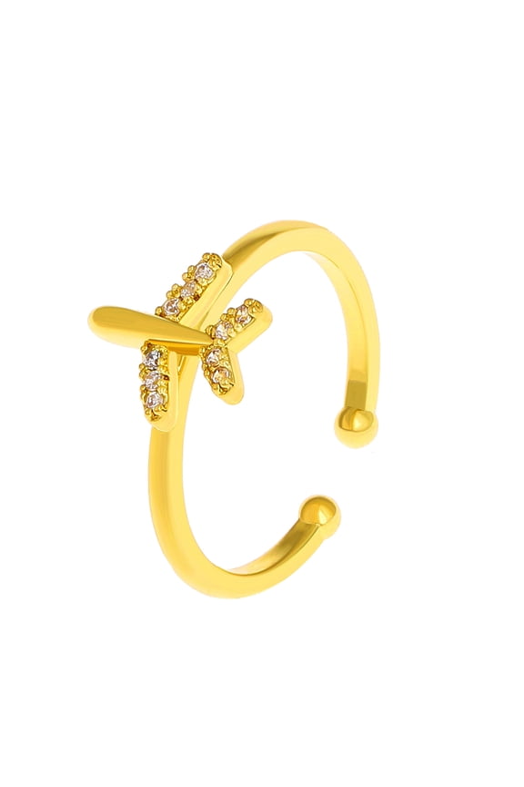 Finger Ring Opening Adjustable Polished Gift Metal Sparkling Airplane Women Ring Jewelry Accessories