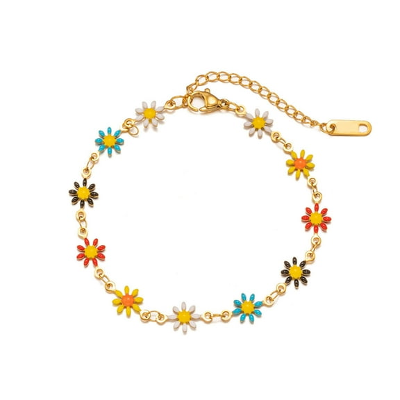 HUANLEDASH Flower Choker Necklace Women Bohemian Colorful Flower Bracelets Best Friend Jewelry Gift for Sister Daughter Wife Girlfriend