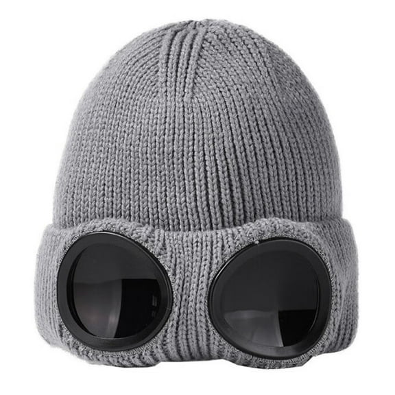 HUANLEDASH Glasses Knitted Hat Unisex Bomber Hat Solid Color Elastic Soft Warm Anti-slip Regular Fit Ear Protection Windproof Decorative Winter Beanie Headwear