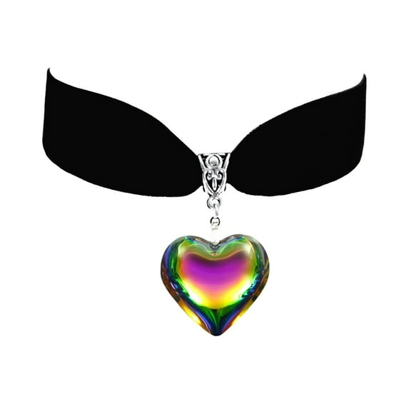 HUANLEDASH Gothic Heart Choker Necklace Black Velvet Choker Adjustable Length Electroplated Symbol of Love Vintage Christmas Neck Jewelry Gift for Women