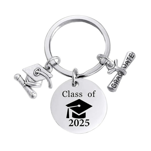 HUANLEDASH Graduation Gifts for Her Him Stainless Steel Class of 2025 Graduation Keychain Inspirational Keyring Gift for College High School Graduates