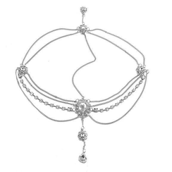 HUANLEDASH Hair Chain Fine Workmanship Vintage Shining Rhinestone Tassel Decorate Wedding Headpiece Prom Head Chain Hair Ornament Hair Accessories