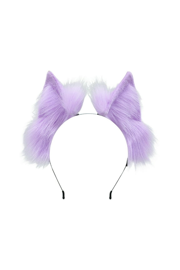 Hair Hoop Plush Cat Ear Decor Elastic Headgear Handmade Faux Animal Ears Metal Frame Bendable Headband Halloween Photography Accessories