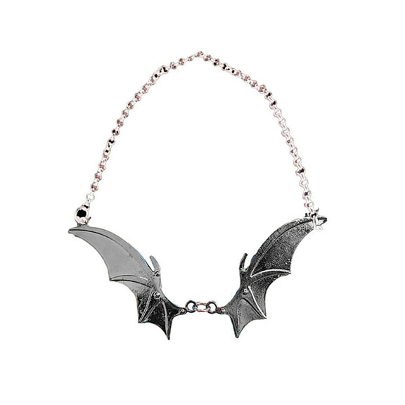 HUANLEDASH Halloween Bat Wing Necklace Gothic Cool Punk Black Silver Color Solid Alloy Hypoallergenic Men Women Necklace Fashion Jewelry Gift