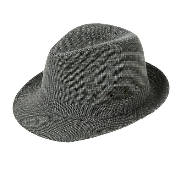 HUANLEDASH Hemming Wide Brim Breathable Holes Folding Jazz Hat Mid-aged Men Outdoor Sun Hat Fashion Accessories