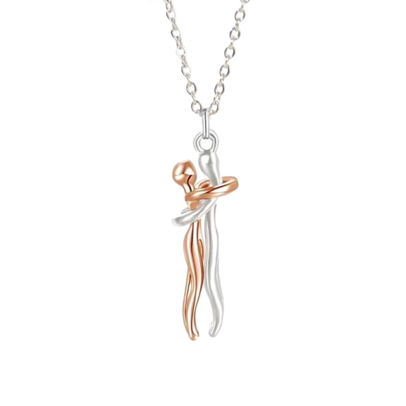 HUANLEDASH Hip Hop Embrace Couple Pendant Necklace Adjustable Length Him Her Hugging Pendant Necklace Anniversary Jewelry Valentine Day Gift