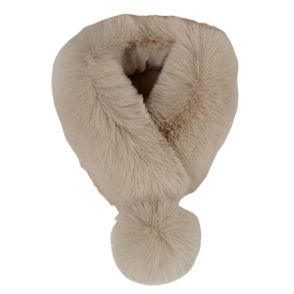 HUANLEDASH Imitation Fur Winter Scarf with Faux Fur Balls Solid Color Thickened Warm Neck Shawl with Magnetic Closure Clothes Accessories