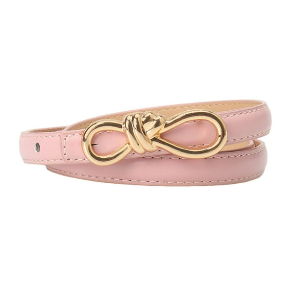HUANLEDASH Imitation Leather Dress Belt Snap-On Bow-Shaped Buttons Multi Holes Adjustable Length Thin Waistband
