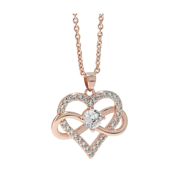 HUANLEDASH Infinity Heart Necklace for Women Cubic Zirconia Love Heart Pendant Necklace for Girlfriend Sister Daughter Mother