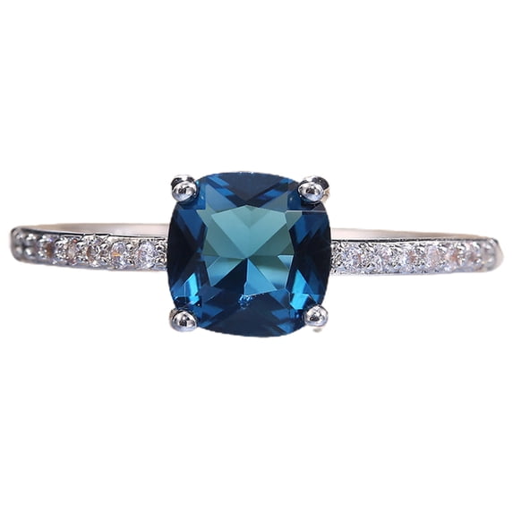 HUANLEDASH Inlaid Rhinestone Thin Wedding Ring Square Cubic Zirconia Women Ring Jewelry Accessory