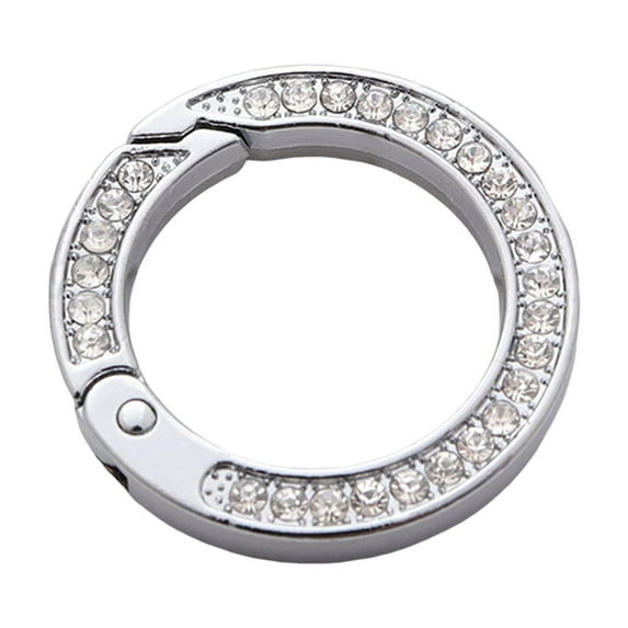 HUANLEDASH Key Ring Double-sided Rhinestone Compressible Spring Exquisite Portable Multipurpose Decorate Zinc Alloy Spring Keyring Key Chain Buckle Car Accessory