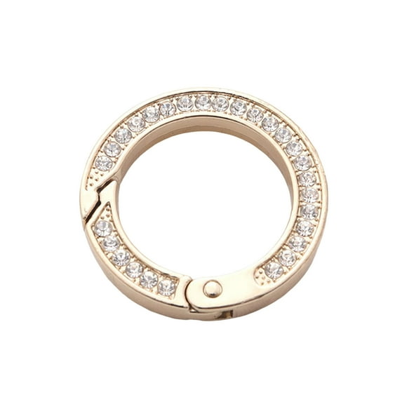 HUANLEDASH Key Ring Double-sided Rhinestone Compressible Spring Exquisite Portable Multipurpose Decorate Zinc Alloy Spring Keyring Key Chain Buckle Car Accessory