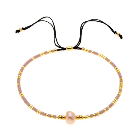 HUANLEDASH Lady Bracelet Boho Style Handmade Aesthetic Adjustable Faux Crystal Decorate Attractive Bohemian Ethnic Beaded Bracelet Women Accessory