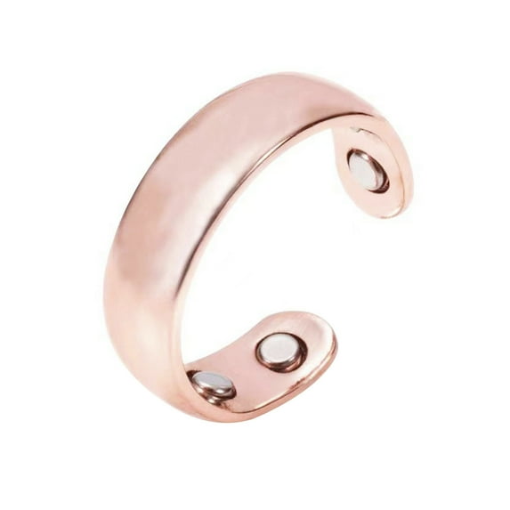 HUANLEDASH Lady Magnetic Ring Adjustable Opening Design Polished Smooth Electroplated Alloy Simple Style Finger Jewelry for Party Daily Life Date